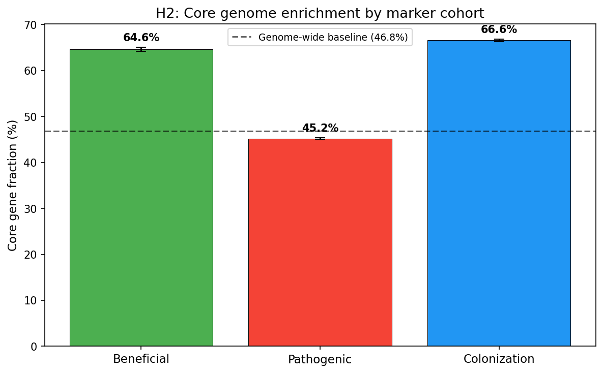 Core vs accessory distribution by functional cohort